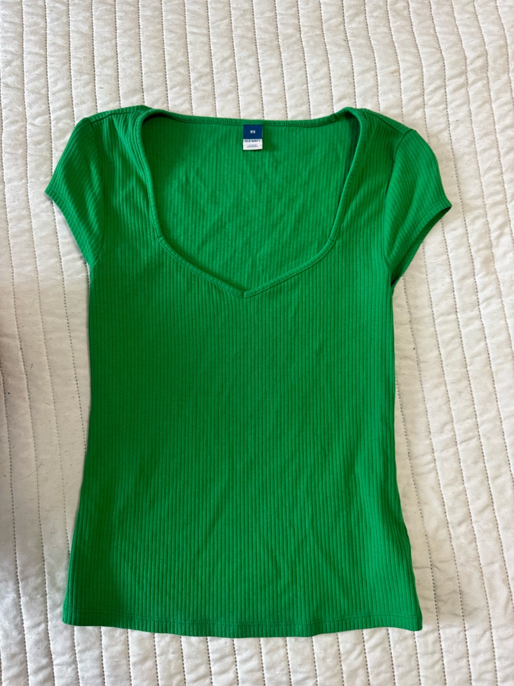 Old Navy Ribbed Scoop Neck Short Sleeve Top - Green